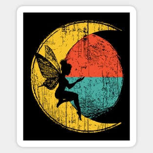 Retro Fairy Sitting on Moon Pop Design Sticker